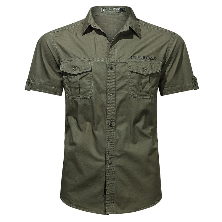 Outdoor Casual Cotton Military Short Sleeve Workwear Shirt
