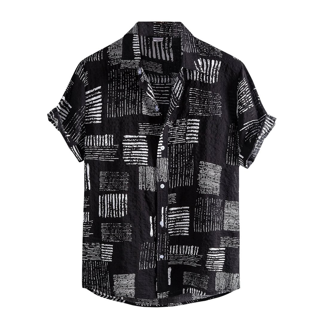 Men's Shirt Casual Stripe Print Hawaiian Shirts Short Sleeve Button Turn-down Shirt Harajuku Summer Shirt For Mens Chemise Homme