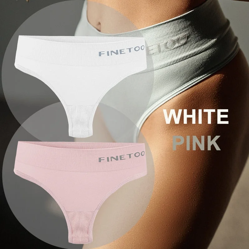 FINETOO 2PCS/Set Women Lingerie M-2XL Bodyshaper Gstring Panties High Waist Seamless Tummy Control Panty Underwear Female Thong