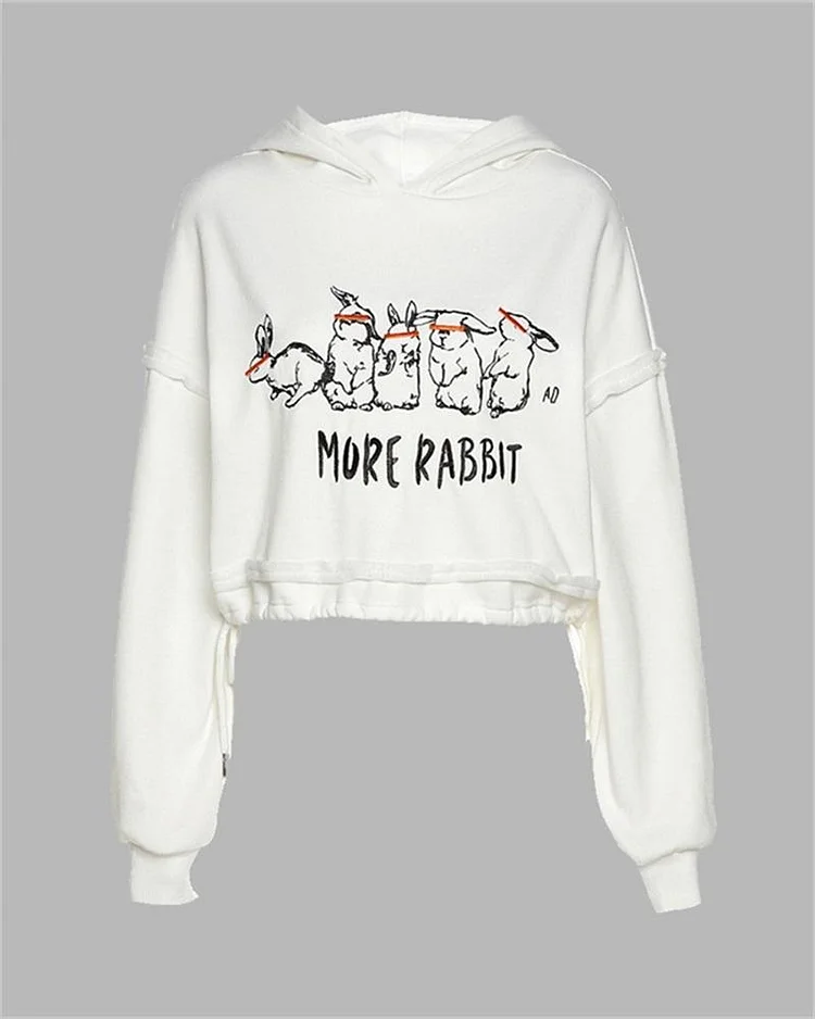 More Rabbit Cropped Hoodie