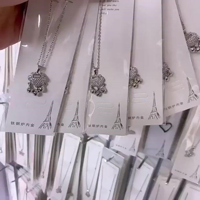 Chinese lock Pendant Cubic zircon gold plated Necklace