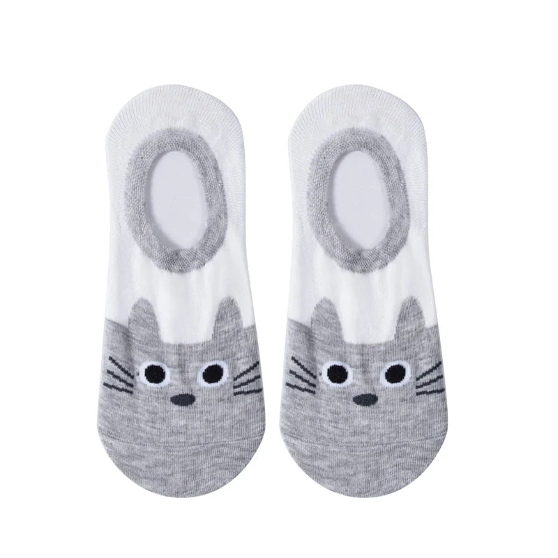 1 Pair Ankle Socks Women Cotton No Show Non-slip Short Boat Invisible Soft Heart Autumn Kawaii Indoor Sock Slippers