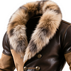 Men's Vintage Brown Leather Coat With Fur Collar And Cuffs by Inlyline