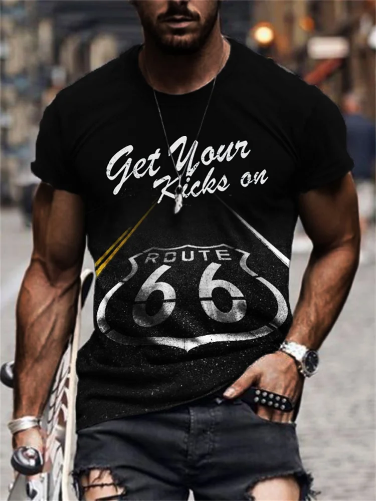 BrosWear Men's Get Your Kicks On Route 66 T Shirt