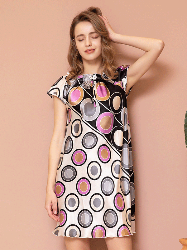 Chic Printed Comfy Silk Nightgown-Luxury Silk Life