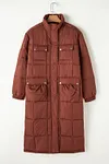 Women's Winter Thick Quilted Puffer Stand Neck Long-length Coat