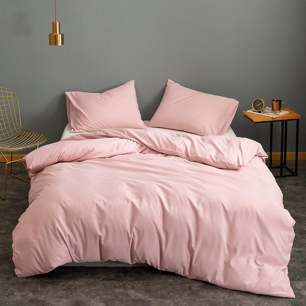 Pink Duvet Cover  Bedding Quilt Cover Solid Color-Soft and Breathable - vzzhome