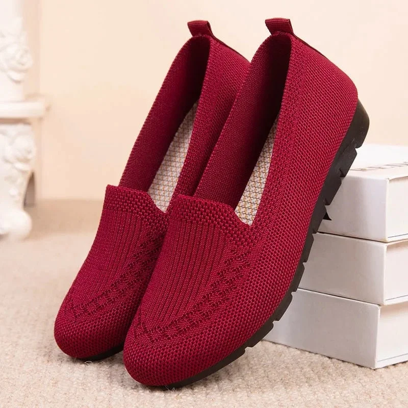 2021 Women's Loafers Casual Flat Shoes Slip-On Low Heels Durable Retro Loafers Round Head Femme Footwear Mesh Soft Ladies Shoes