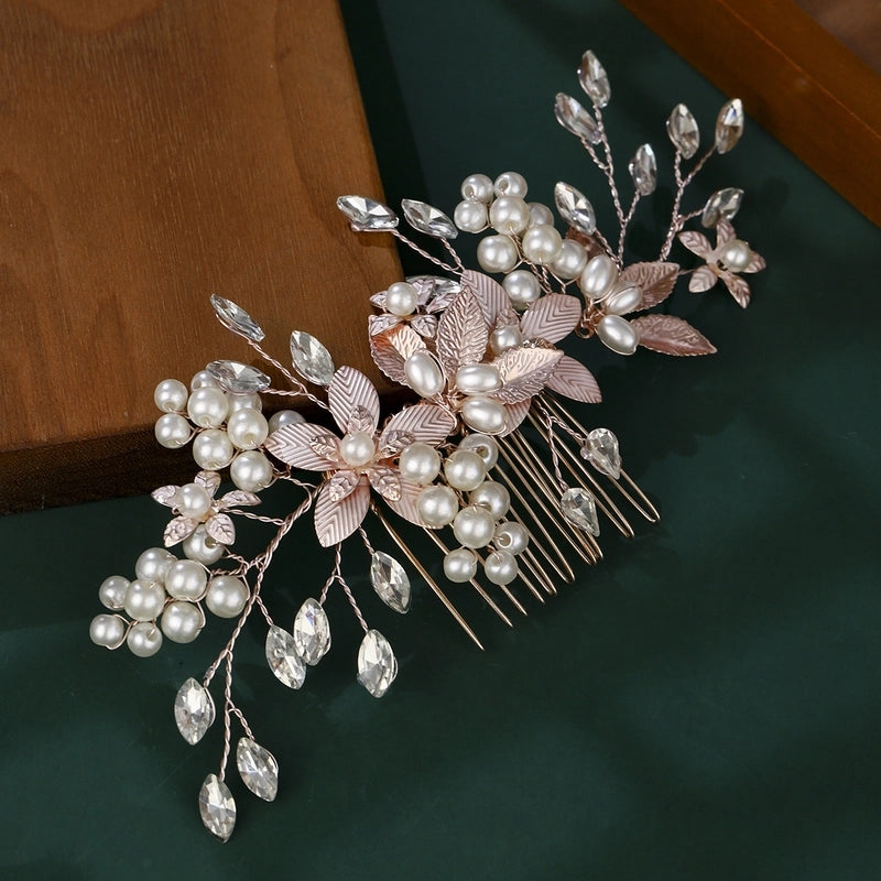 Elegant Bridal Women’s Flower Alloy Diamond Insert Comb