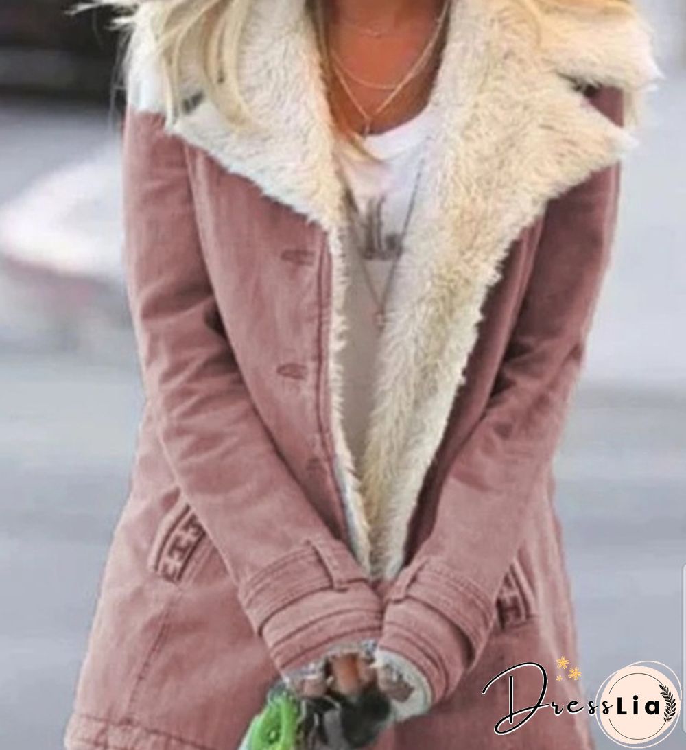 Winter Womens Fashion Denim Jacket Plus Velvet Warm Long-Sleeved Thicker Motorcycle Lapels