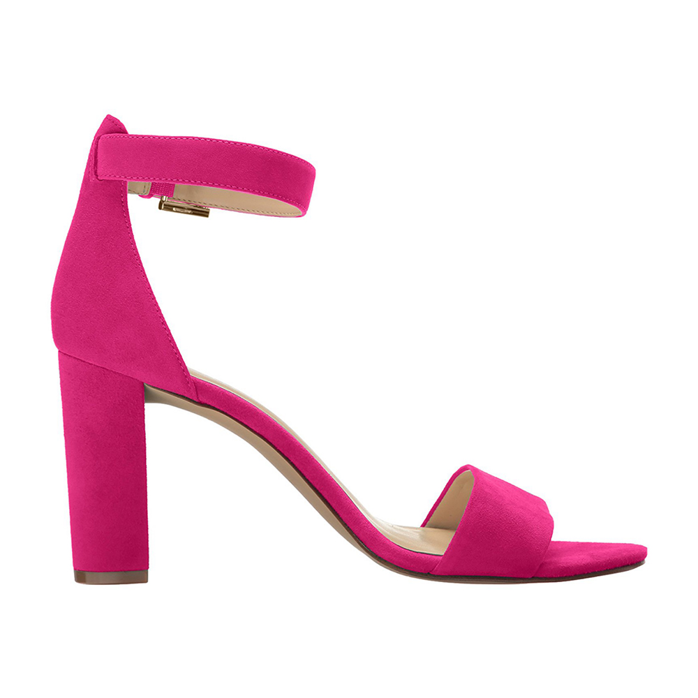90mm Women's Ankle Strap Pumps Heel Suede Sandals-vocosishoes