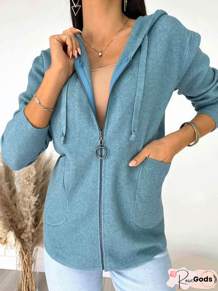 Casual Plain Warm Hooded Coat