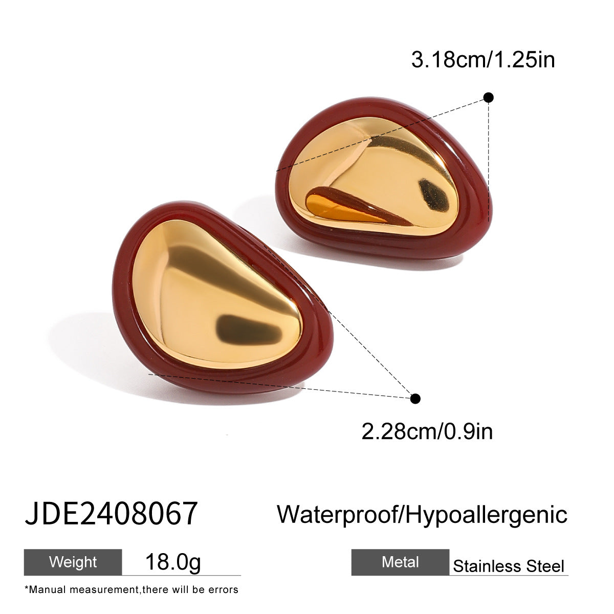 Jie Ding Stainless Steel Red Agate Earrings Zircon Earring Niche Earring