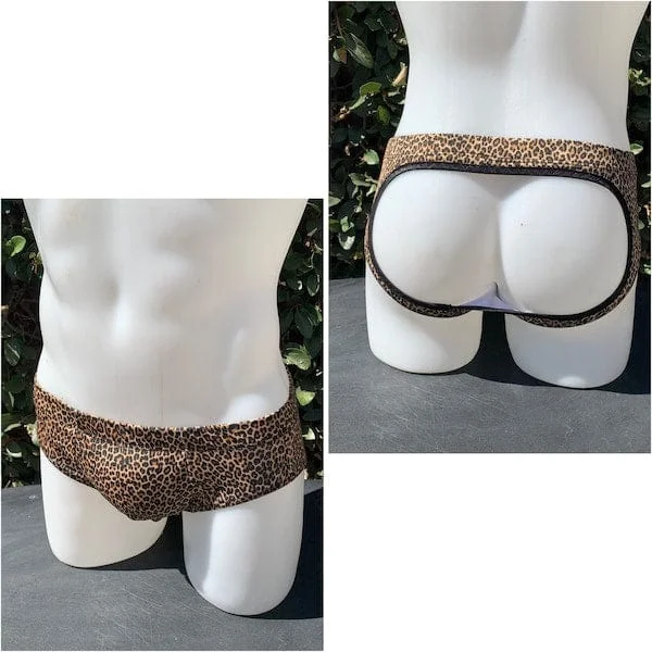 Pornhint Peekaboo Butt Leopard Print Mens Briefs