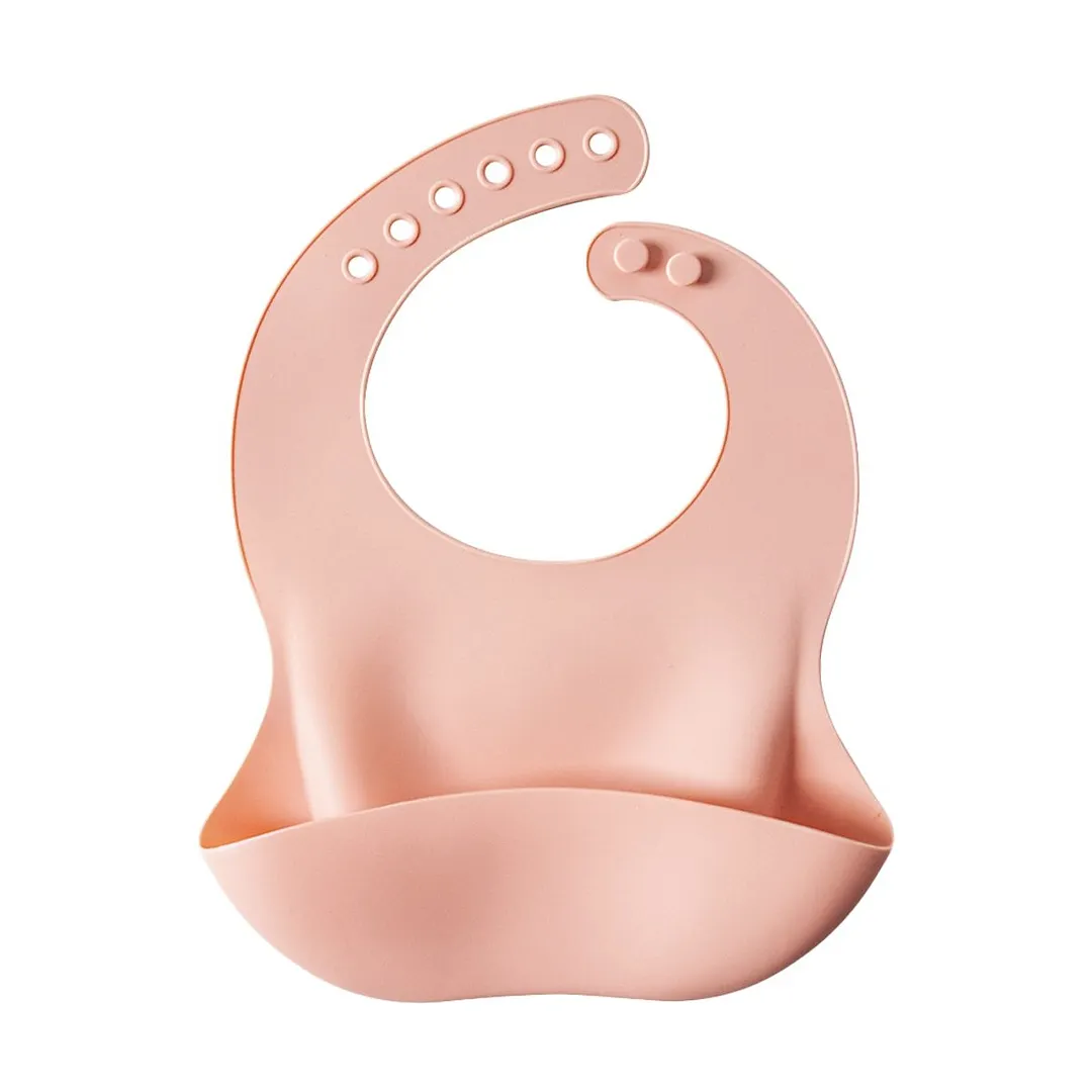Baby Bib, Eating Handkerchief, Solid Color Adjustable Buckle Soft Front Pocket Dinner Clothes 4-6M