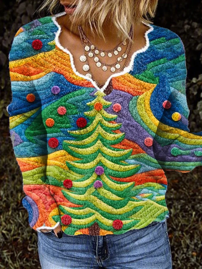 Women's Christmas Printed Sweater-mysite