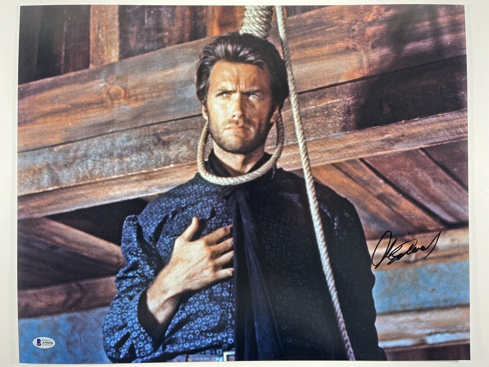 CLINT EASTWOOD SIGNED THE GOOD THE BAD AND THE UGLY 16x20 Photo Poster painting BAS LOA #A59696