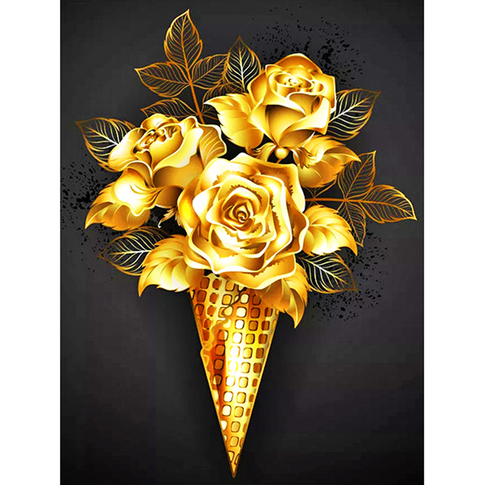 

30*40CM - Golden Rose - Round Drill Diamond Painting, 501 Original