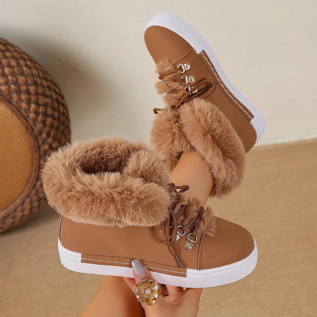 Breakj Breakj Winter Short-Singue Long-Haired Snow Boots Large-Size Edge Plus Velvet Martin Boots