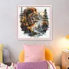 Forest Silhouette Lion-11CT Stamped Cross Stitch 45*45cm/17.72*17.72in