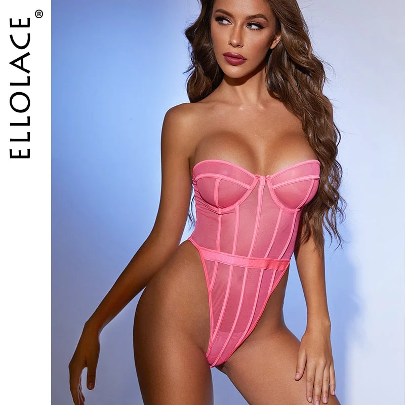 Ellolace Bodysuit Women Lace Strapless Bodies For Women Female Bodys Overalls For Women Slim Bodycon Body Suit Dropshipping