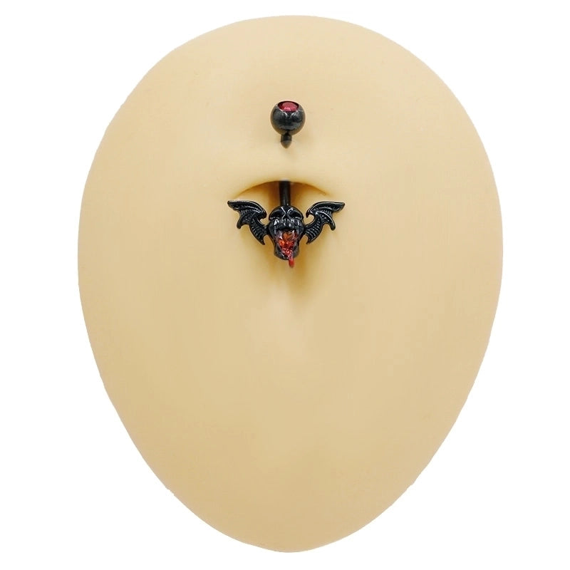 1 Piece Belly Rings Hip-Hop Funny Bat 316 Stainless Steel  Alloy Inlay Rhinestones