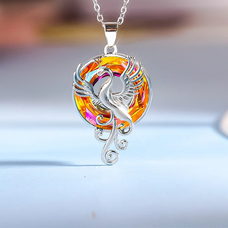 For Self - S925 The Fire Inside Me Burns Brighter Than The Fire Around Me Flying Phoenix necklace