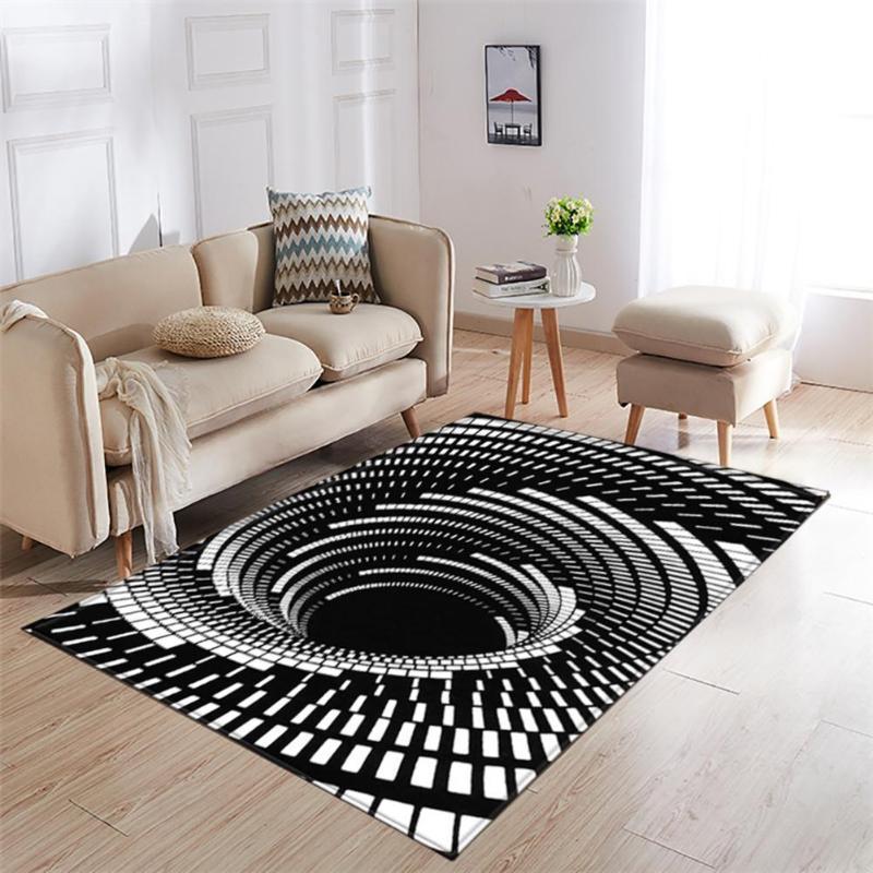 40 60cm 16 24inch Ruggito 3d Illusion Non Slip Vortex Carpet Home Bedroom Mat Black And White Lattice Deep Hole Stereo Vision Rug Floor Carpet Yoga Mat Home Accessories Carpets Rugs