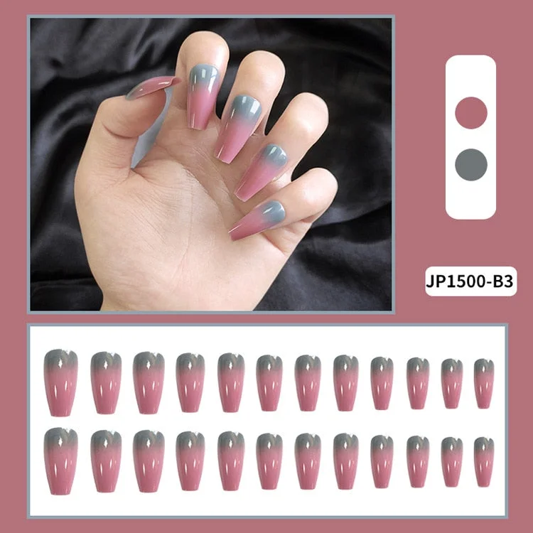 Fashion 24pc/set 10 Sizes Fake Nails Full Cover French False Nail Tips With Double-Sided Nail Adhesive Tab Press On Nails Art-Nail Inspo