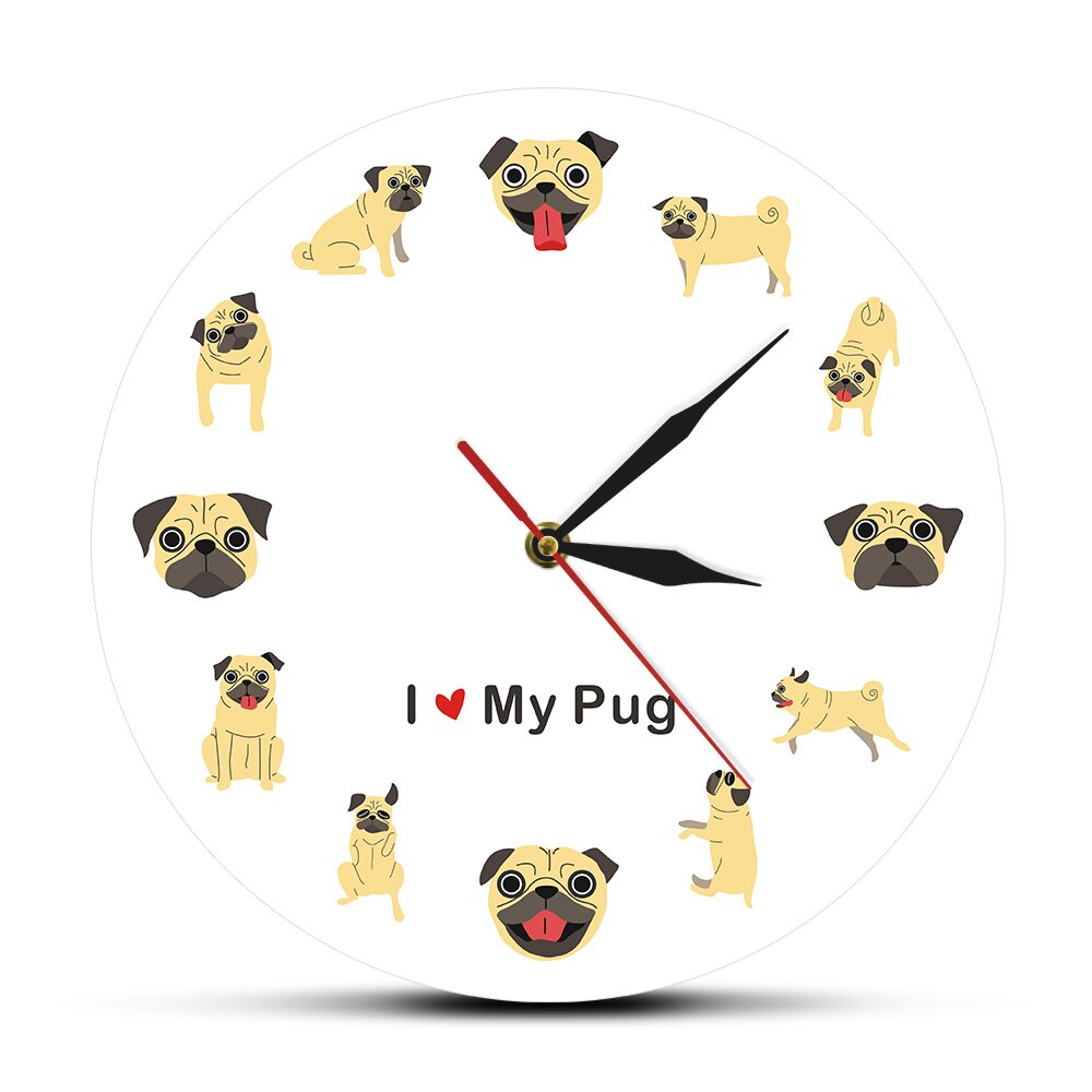 

Cartoon Pug Puppy Dog - Frameless Acrylic Wall Clock, 501 Original