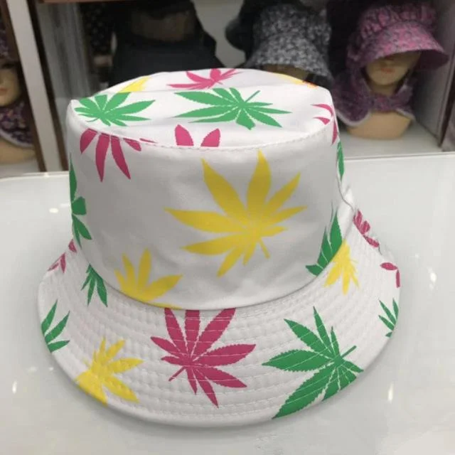 Maple Leaf Panama Bucket Hat Women Men Hip Hop Cap Couple Summer Cotton Fishing Hat Sun Flat Top Fisherman Hats Caps Boonie Gift