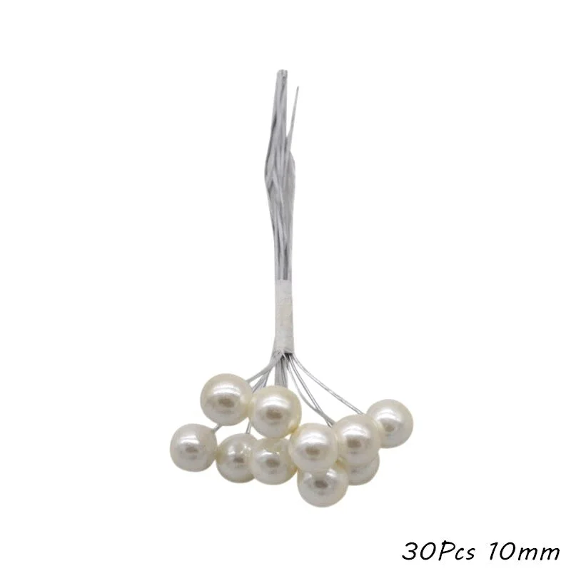 White Theme Artificial Flower Cherry Stamen Berries Bundle DIY Christmas Decoration Wedding Cake Gift Box Wreaths Xmas Decor