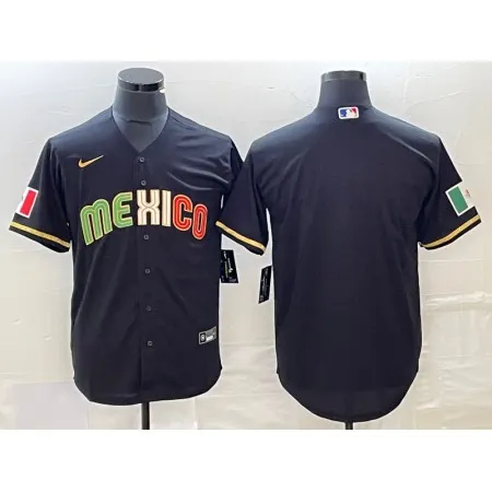Men's Mexico Baseball Blank 2023 Black World Baseball Classic Stitched Jersey T490