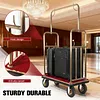 [US Local Warehouse] Hotel Luggage Cart 39Lx19Wx68H Inch Bellman Cart with 881lb Load Capacity 8-inch Silent Rubber Casters Carpet Deck Bumper Rails Hotel Service Trolley for Commercial Use Condos Resorts