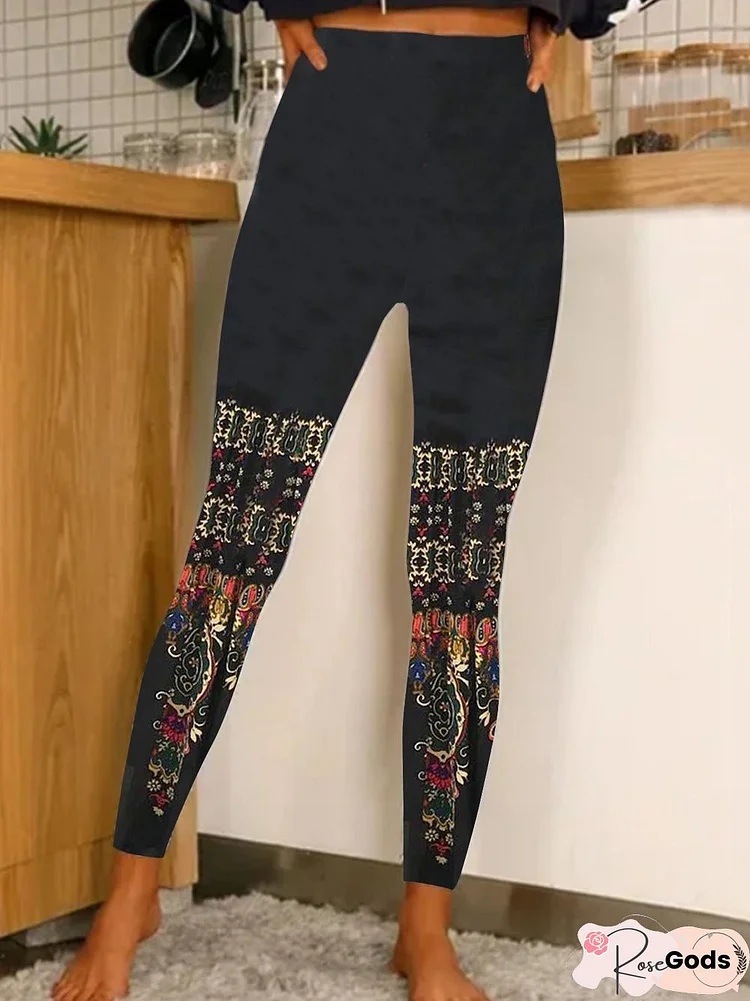 Paisley Gradient Print Elastic Waist Leggings Plus Size