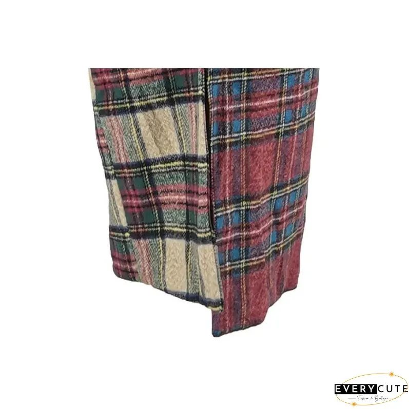 Plaid Patchwork Woolen Coat