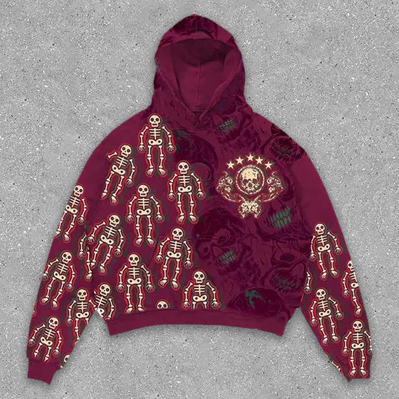 skull print hoodie