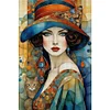 Retro Lady Woman-Full Embroidery 3 Strands 11CT Stamped Cross Stitch-50*75CM-Large Size