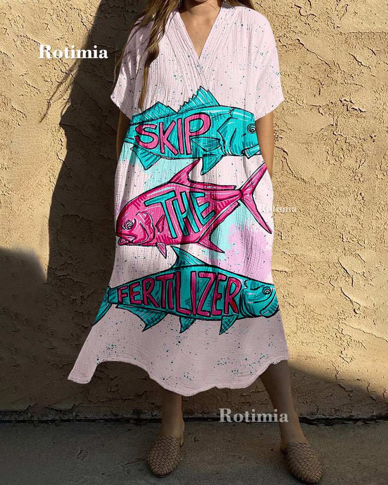 Cabezon Print V-Neck Dress