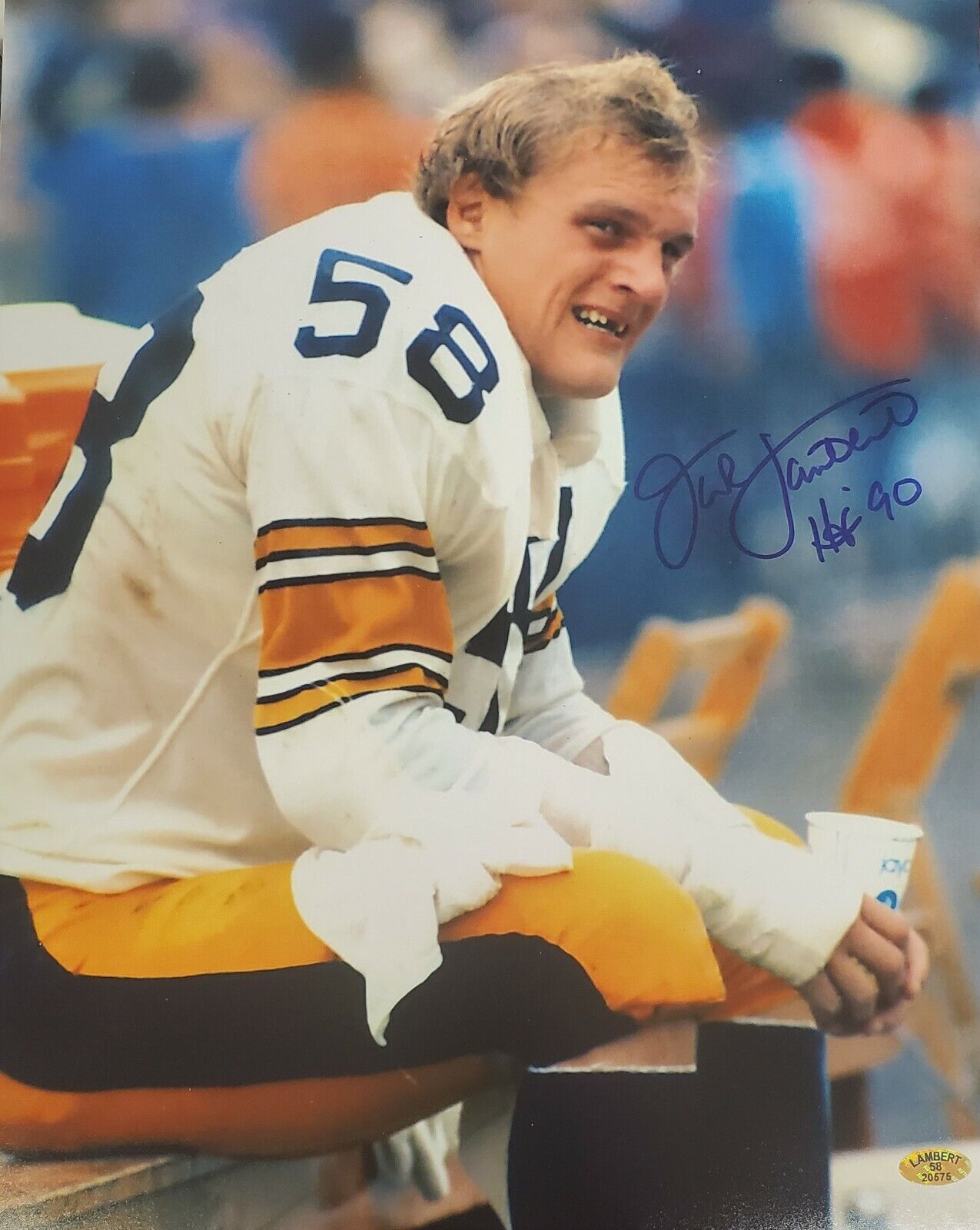 Autographed JACK LAMBERT Pittsburgh Steelers 11x14 Photo Poster painting w/ Lambert Holo