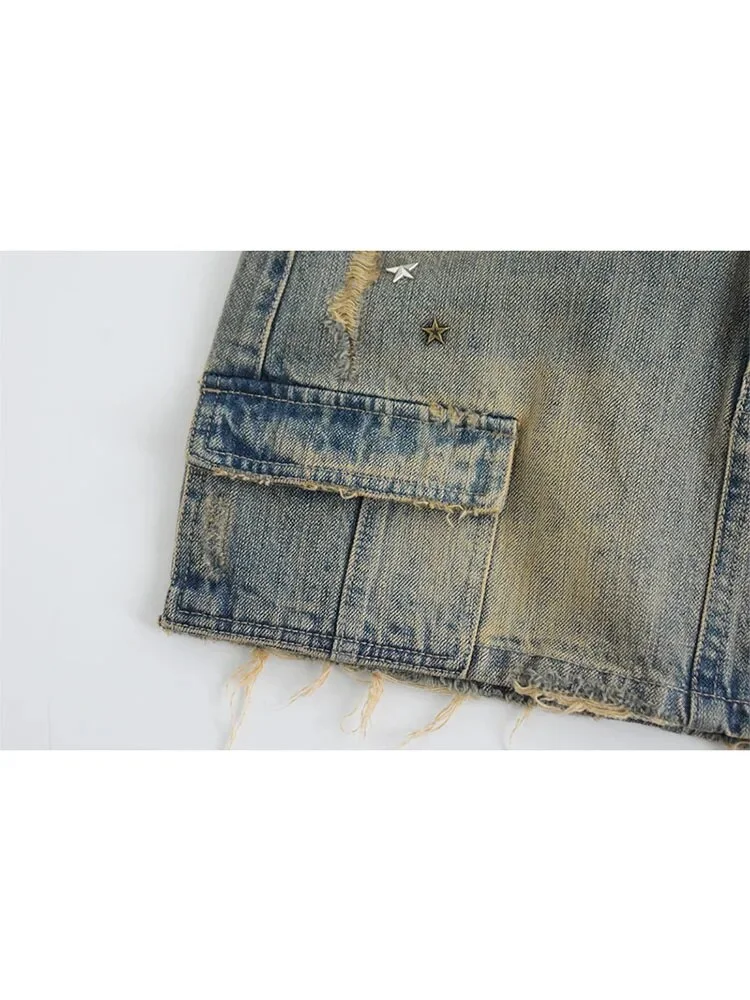 Uveng Women Korean Fashion Gyaru Coquette Jean Skirt Mini Denim Skirts