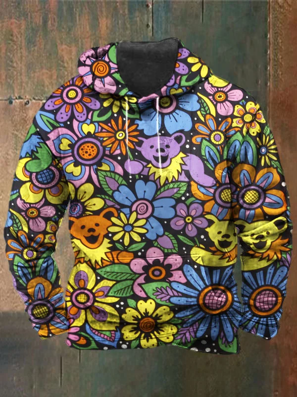 Unisex Bear Print Heavyweight Hoodies