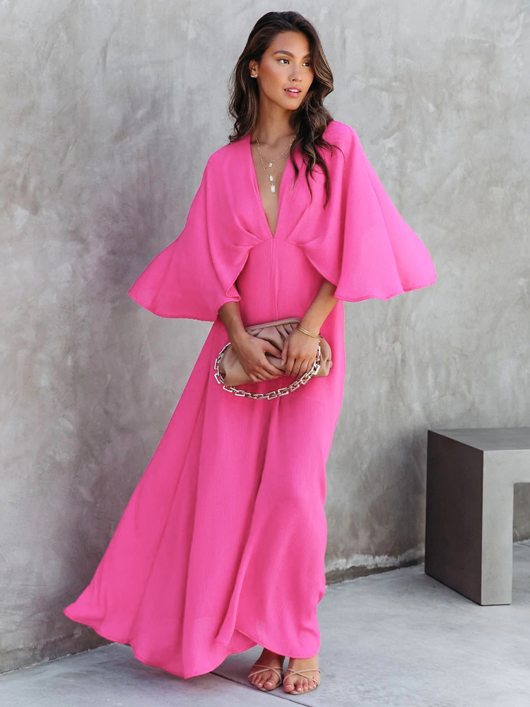 V-Neck Beach Loose Maxi Dress