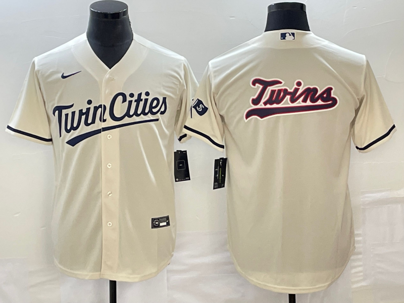 Men's Minnesota Twins Beige Alternate Replica Team Logo Jersey mysite