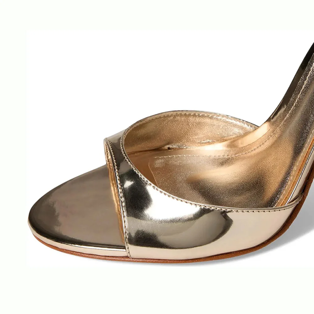 Ankle Strap Buckle Stiletto&nbsp;Heel Metallic Gold Sandals for Women