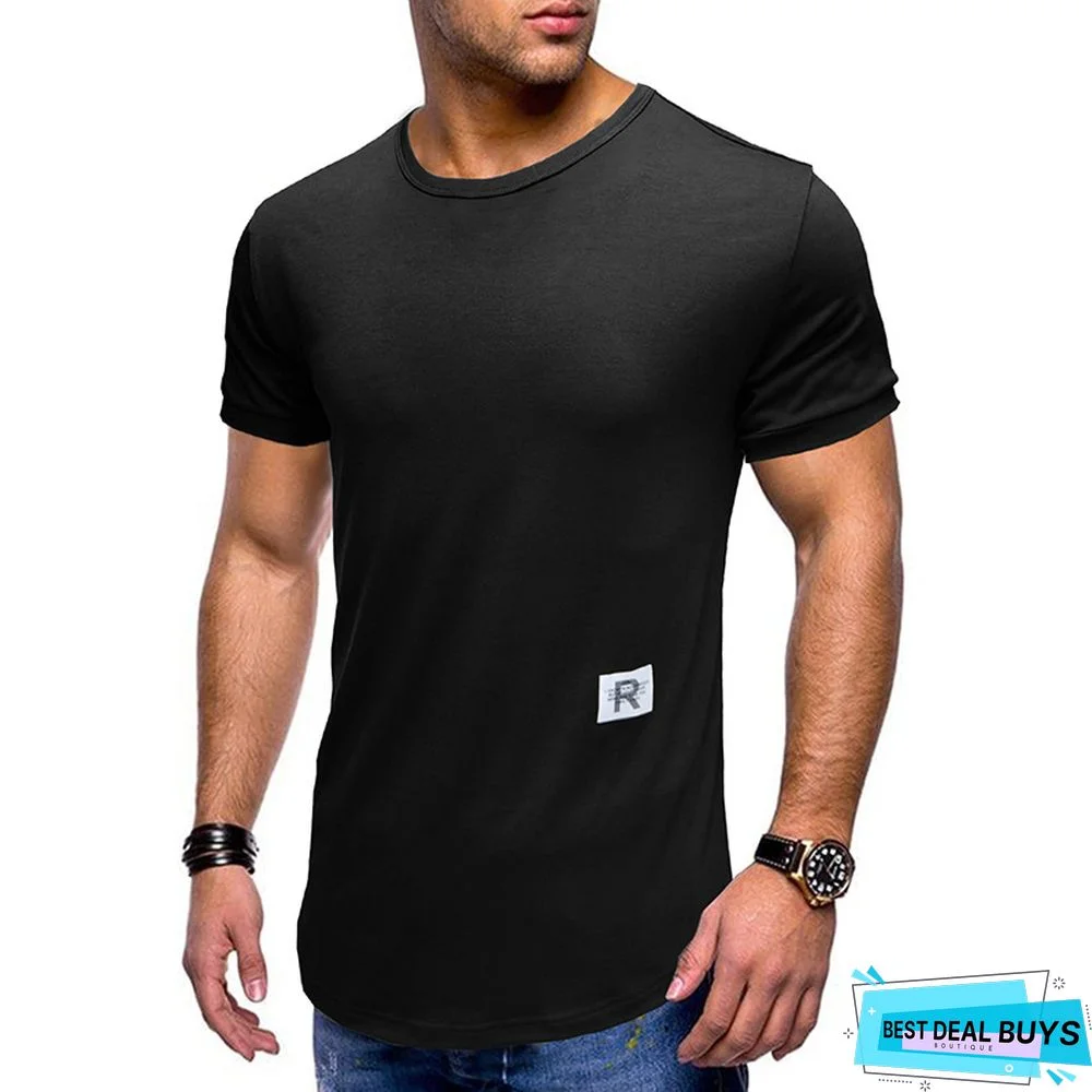 T-Shirt with Short Sleeves and Round Collar In Plain Color