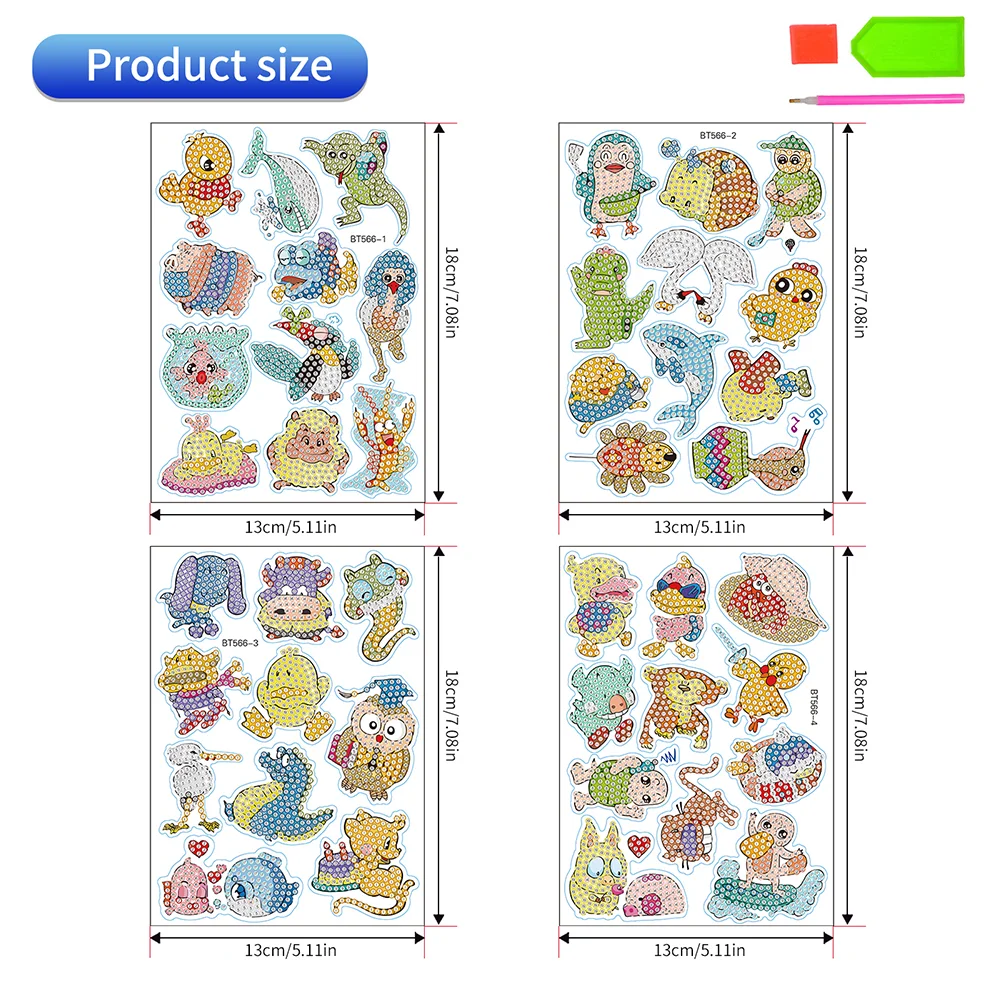 43pcs/a set DIY Animal Diamond Painting Sticker Gem Sticker for Boy Gift