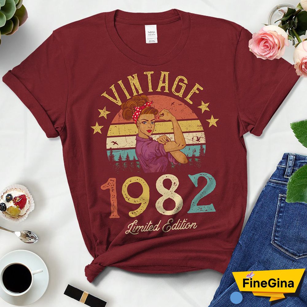 Vintage Retro 1982 Limited Edition Summer Fashion Outfits Women T Shirts 40Th 40 Years Old Birthday Party Ladies Clothes Tshirt