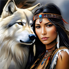 (40*40cm)Indian Beauty Wolf - Full Round Drill Diamond Painting
