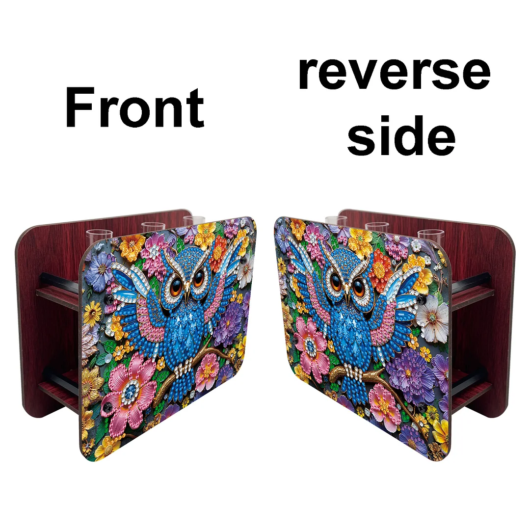 Gem Owl DIY Diamond Painting Wooden Tube Vase for Adults Gift Idea Home Decor